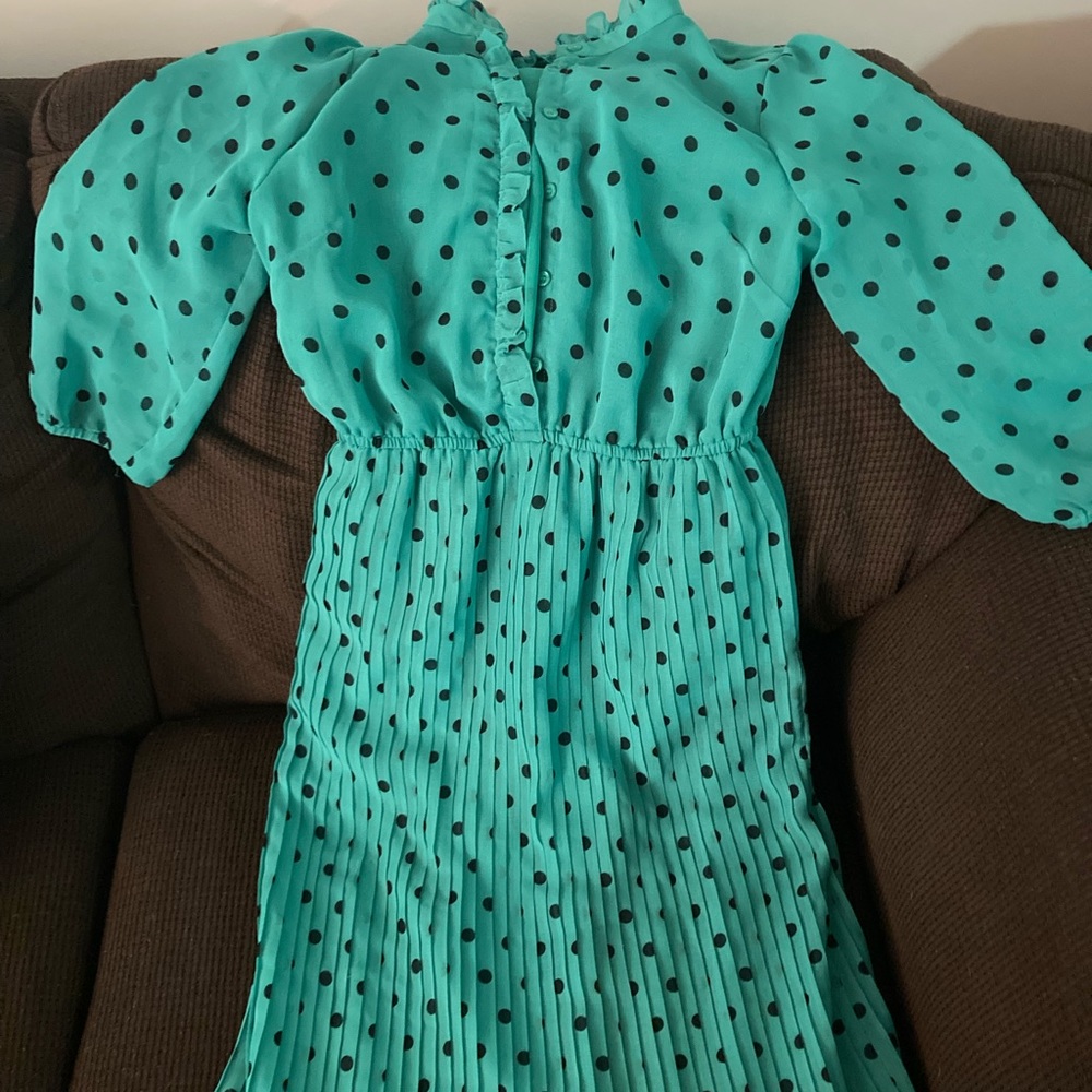 Green polka dot dress